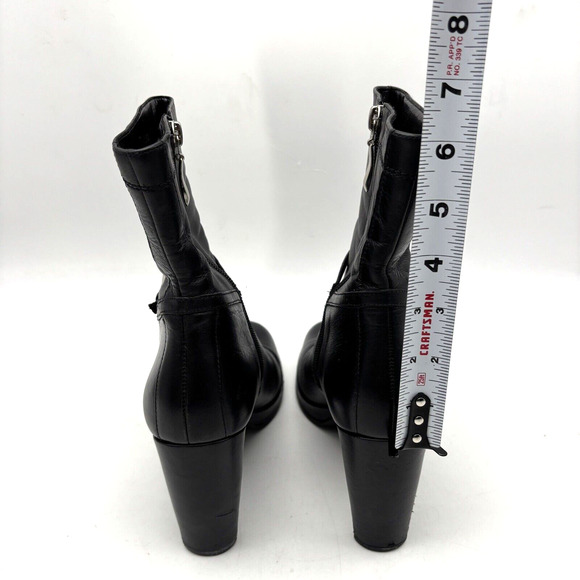 Vintage 90s Y2K Enzo Angiolini 'OASIS' Black Leather Block Heel Ankle Boots 7M - Picture 9 of 16